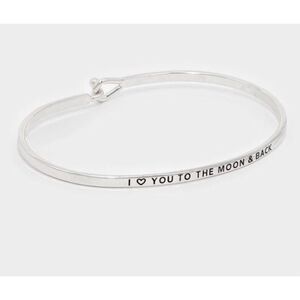 New Womens Boutique Silver I Love You To The Moon and Back Hook Bracelet in Silv